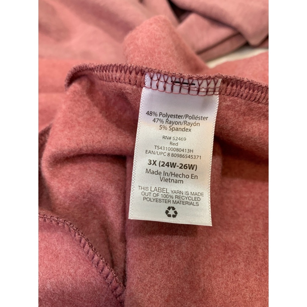 NEW Terra & Sky Sweatshirt Dress Women 3X Pink V-Neck Long Sleeve Pockets - Picture 9 of 10